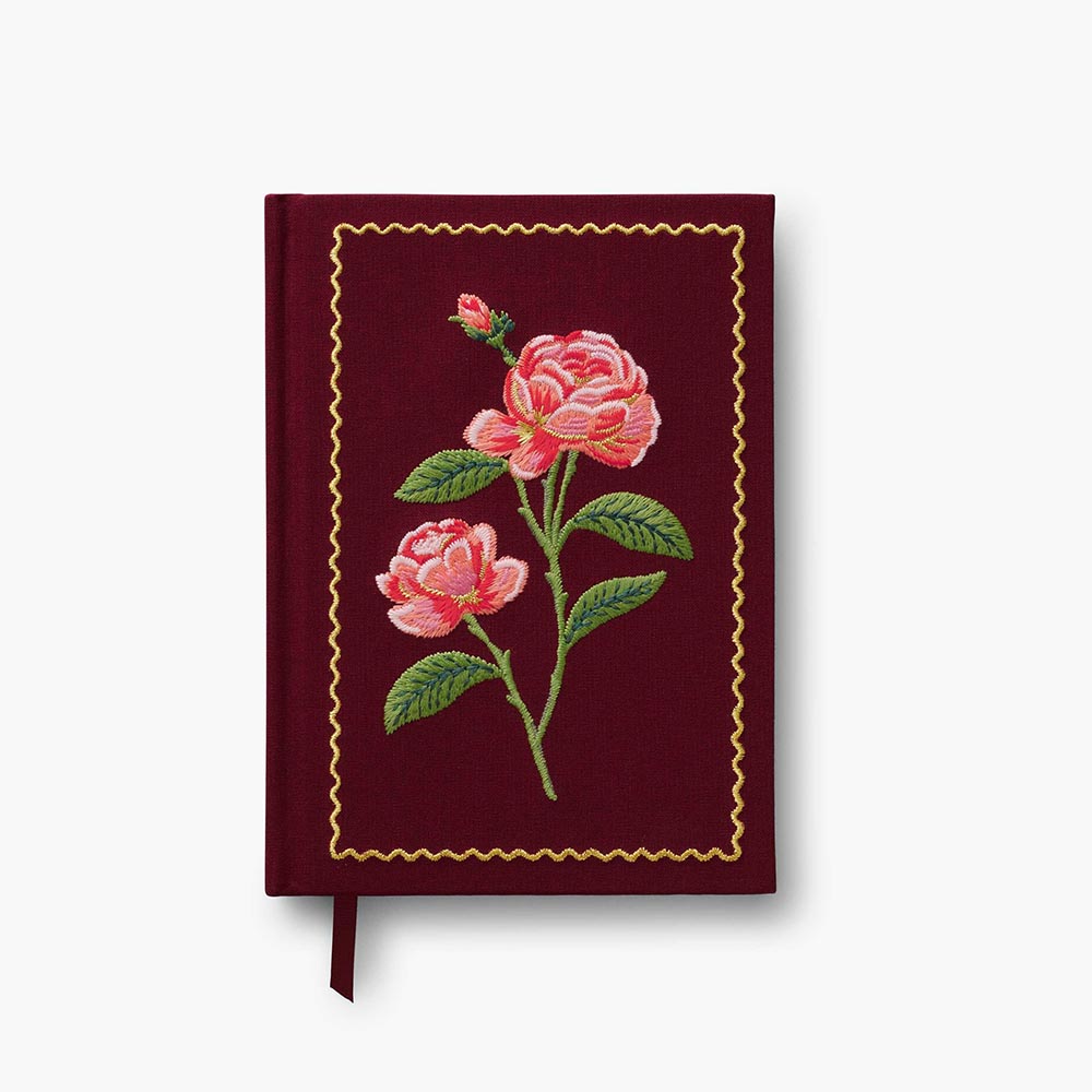 Diario personal encuadernado en tela bordada Roses - Rifle Paper