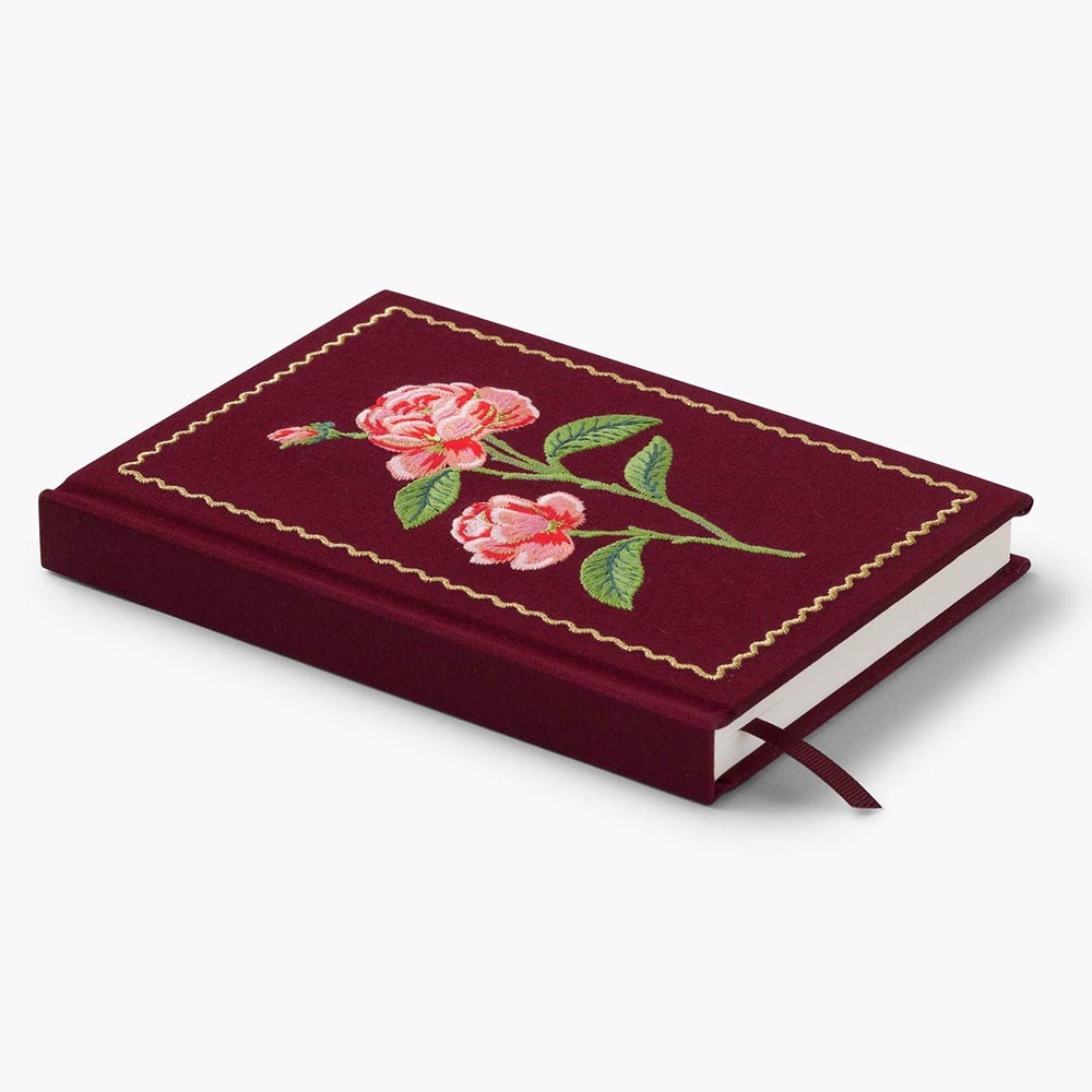 Diario personal encuadernado en tela bordada Roses - Rifle Paper