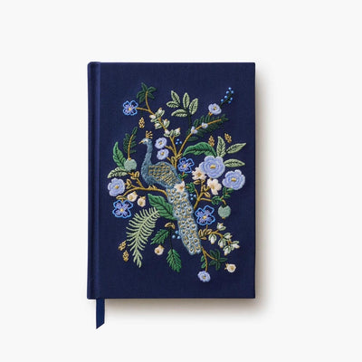 Peacock Embroidered Cloth Bound Personal Journal - Rifle Paper