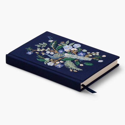 Peacock Embroidered Cloth Bound Personal Journal - Rifle Paper