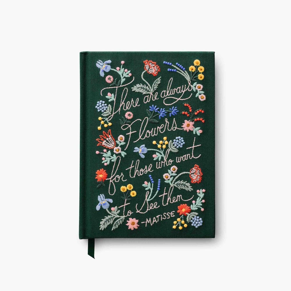 Diario personal encuadernado en tela bordada Always Flowers - Rifle Paper