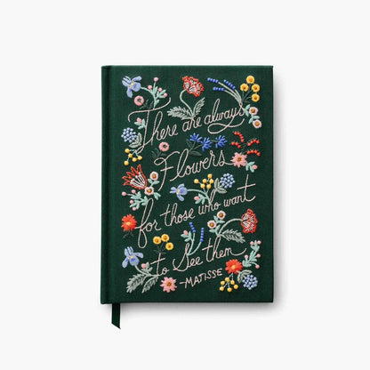 Diario personal encuadernado en tela bordada Always Flowers - Rifle Paper
