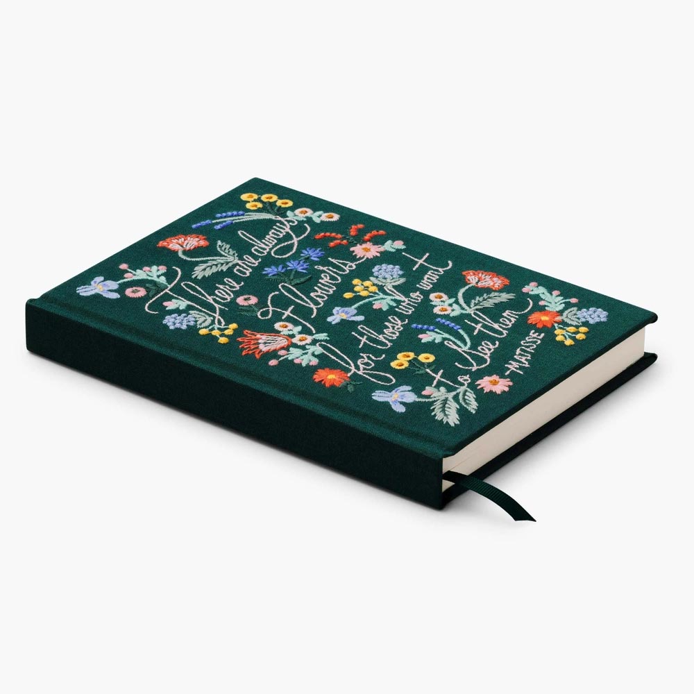 Diario personal encuadernado en tela bordada Always Flowers - Rifle Paper