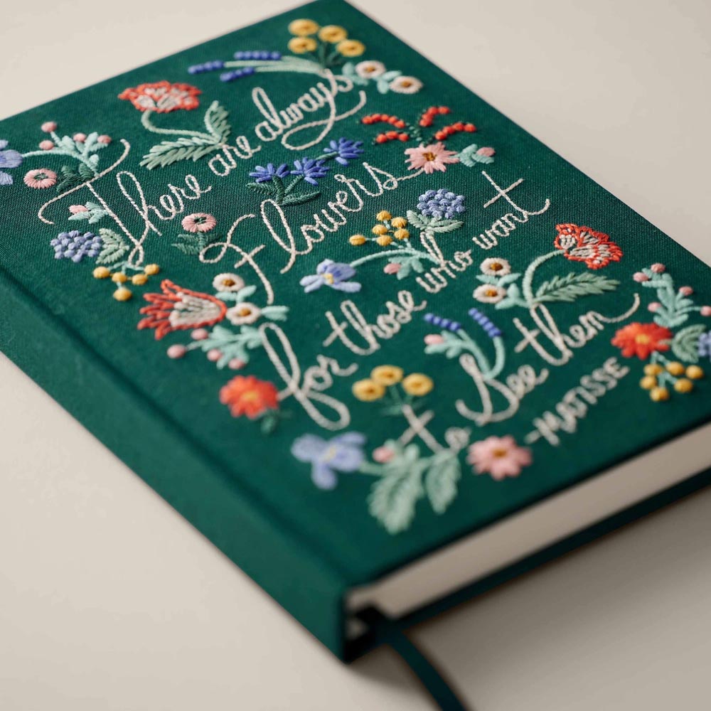 Diario personal encuadernado en tela bordada Always Flowers - Rifle Paper