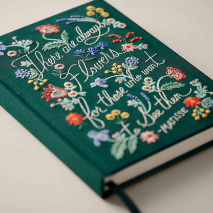 Diario personal encuadernado en tela bordada Always Flowers - Rifle Paper