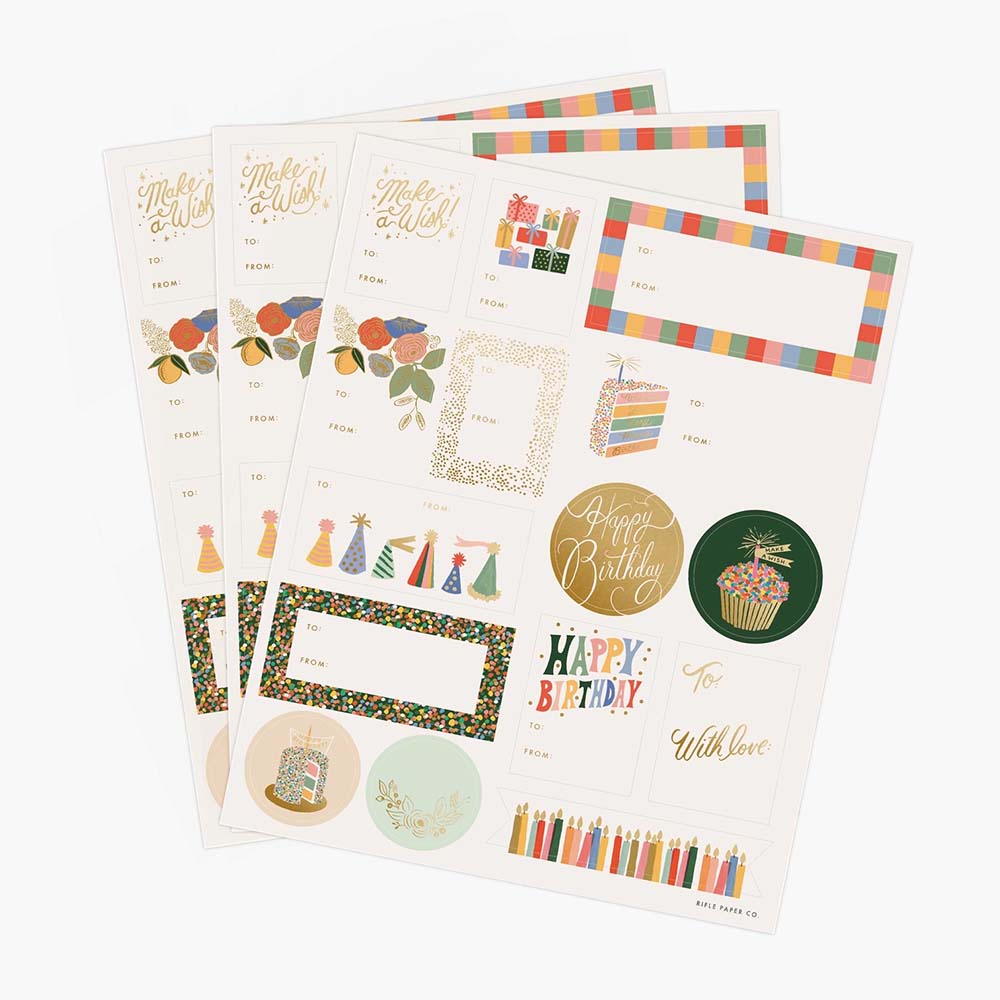 Set of 3 Birthday Cake Sticker Sheets - Rifle Paper Co