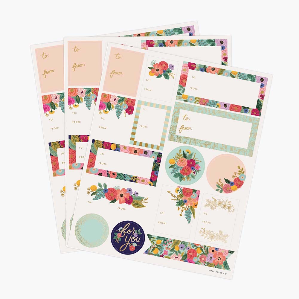 Set of 3 Sheets of Garden Party Sticker Sheets - Rifle Paper Co
