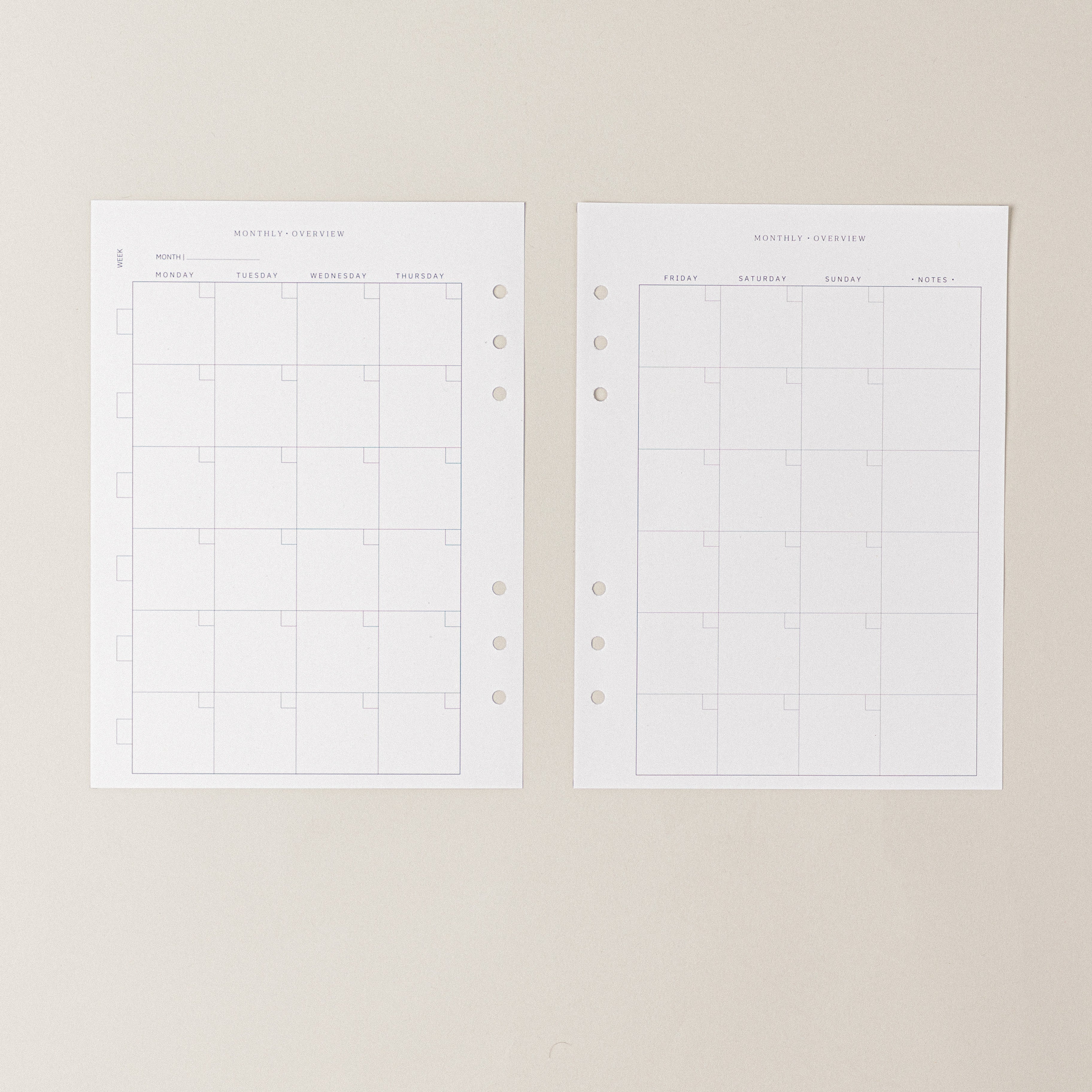 Recambio de papel reciclable con planificador mensual sin fechas para agenda