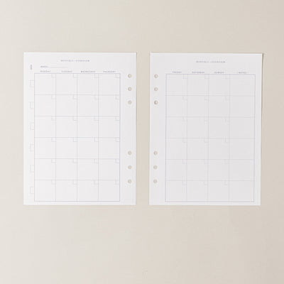 Recambio de papel reciclable con planificador mensual sin fechas para agenda