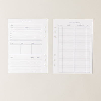 Recambio de papel reciclable con asignaturas para organizacion