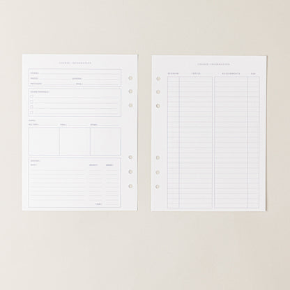 Recambio de papel reciclable con asignaturas para organizacion