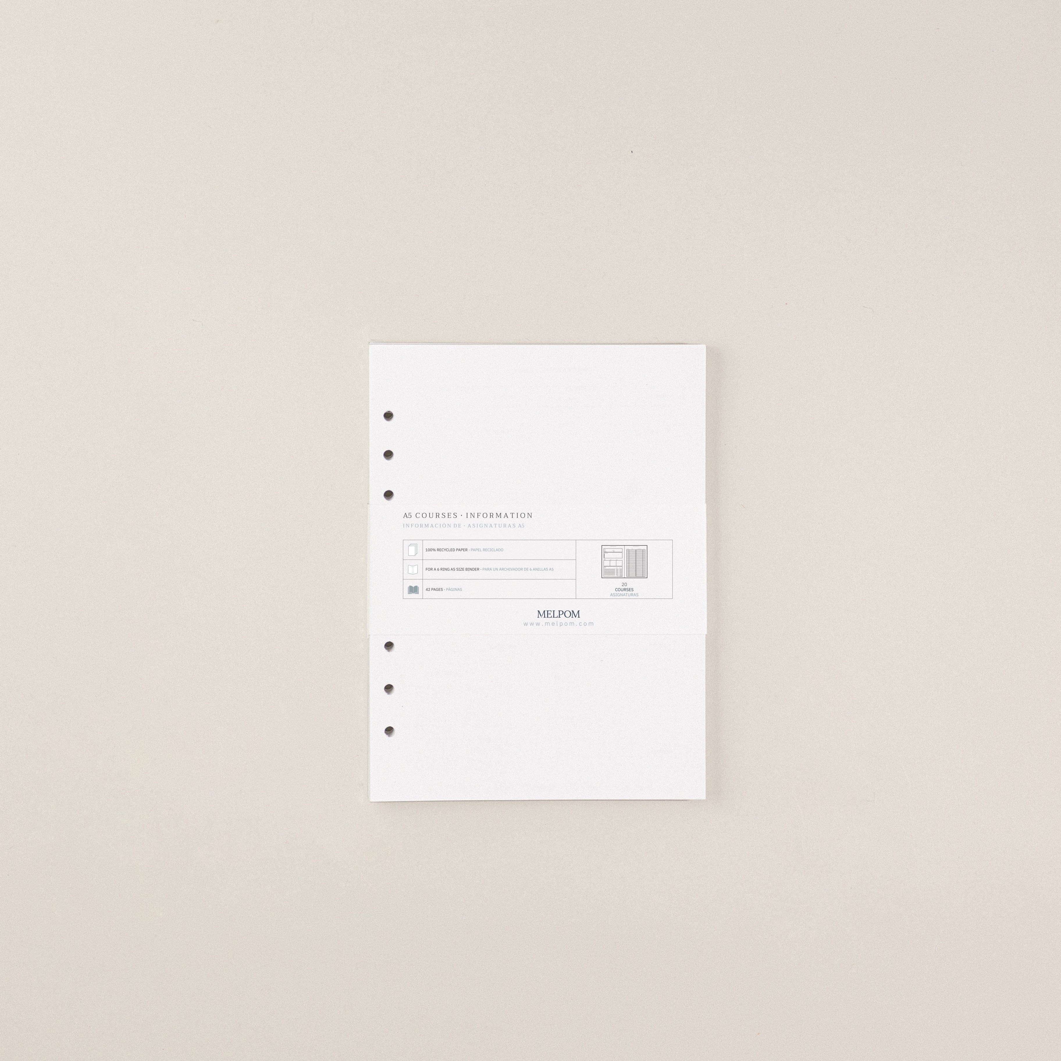 Recambio de papel reciclable con asignaturas pack