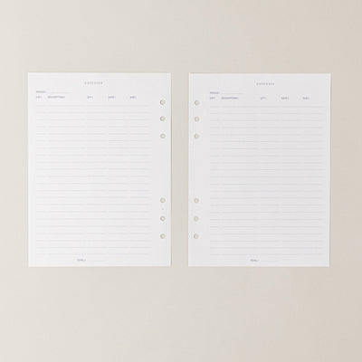 Recambio de papel reciclable con balance de gastos para organizacion