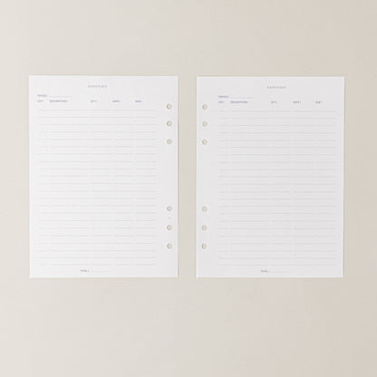 Recambio de papel reciclable con balance de gastos para organizacion
