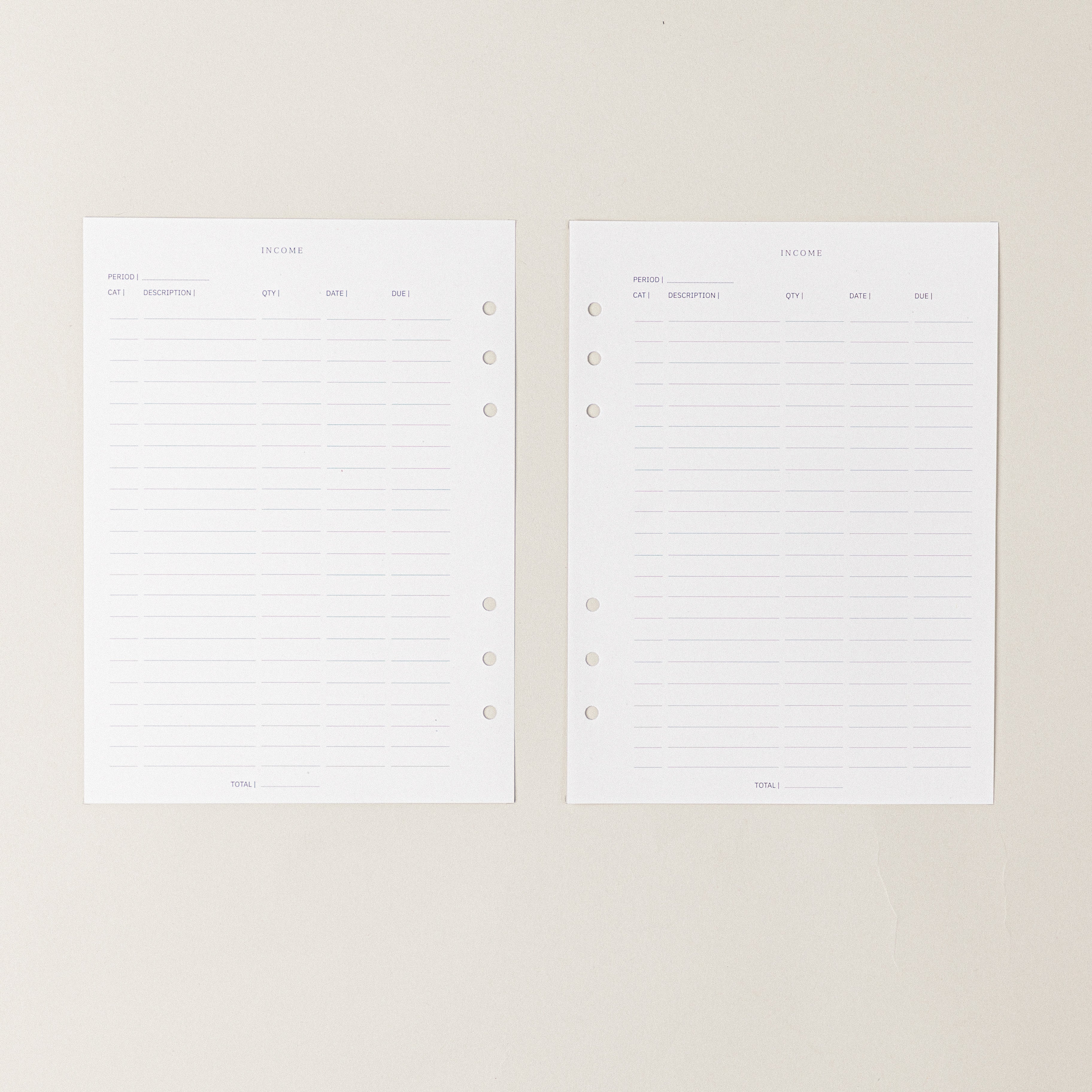 Recambio de papel reciclable con balance de gastos para agenda