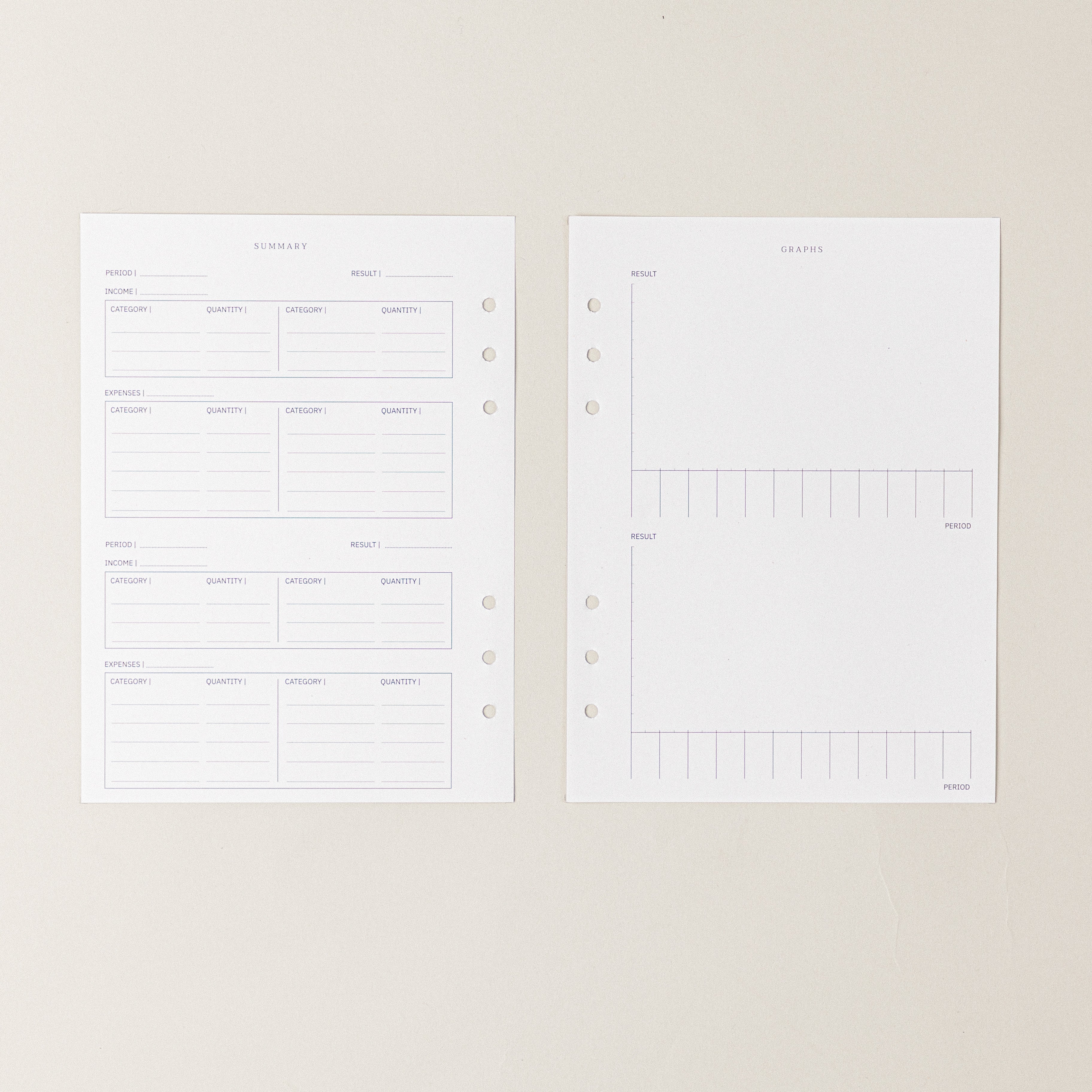 Recambio de papel reciclable con balance de gastos para contabilidad