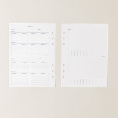Recambio de papel reciclable con balance de gastos para contabilidad