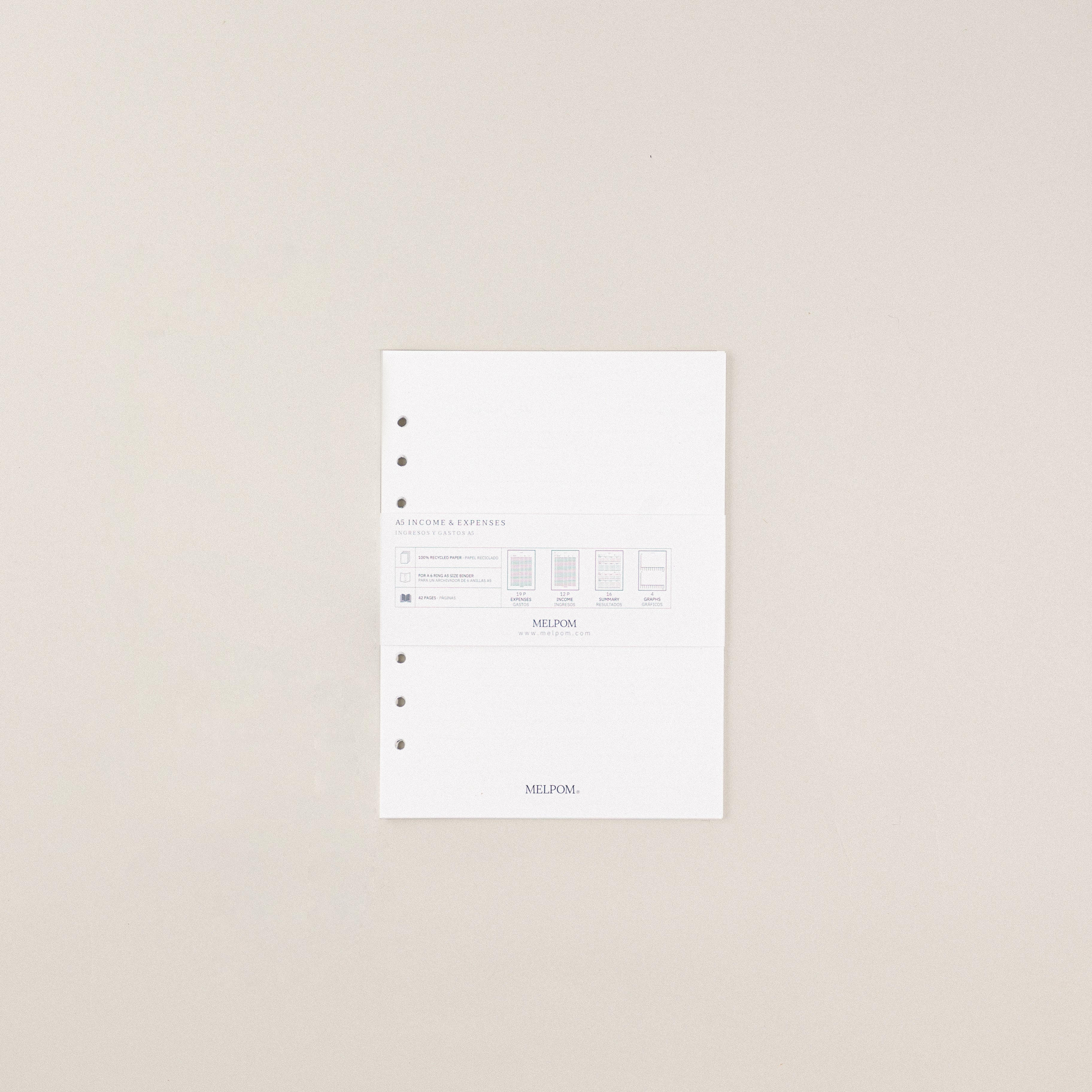 Recambio de papel reciclable con balance de gastos pack