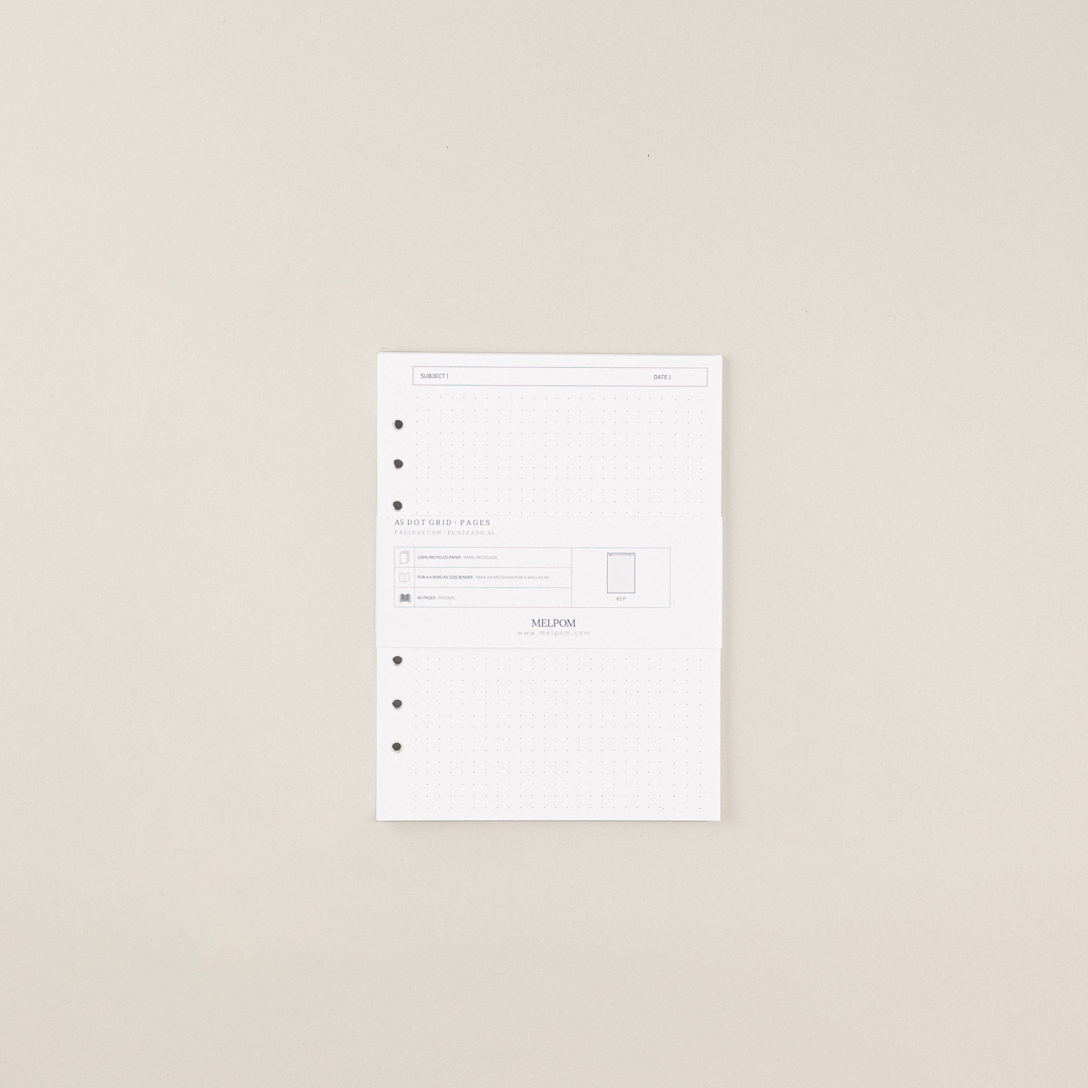Recambio de papel reciclable con hojas con puntos pack