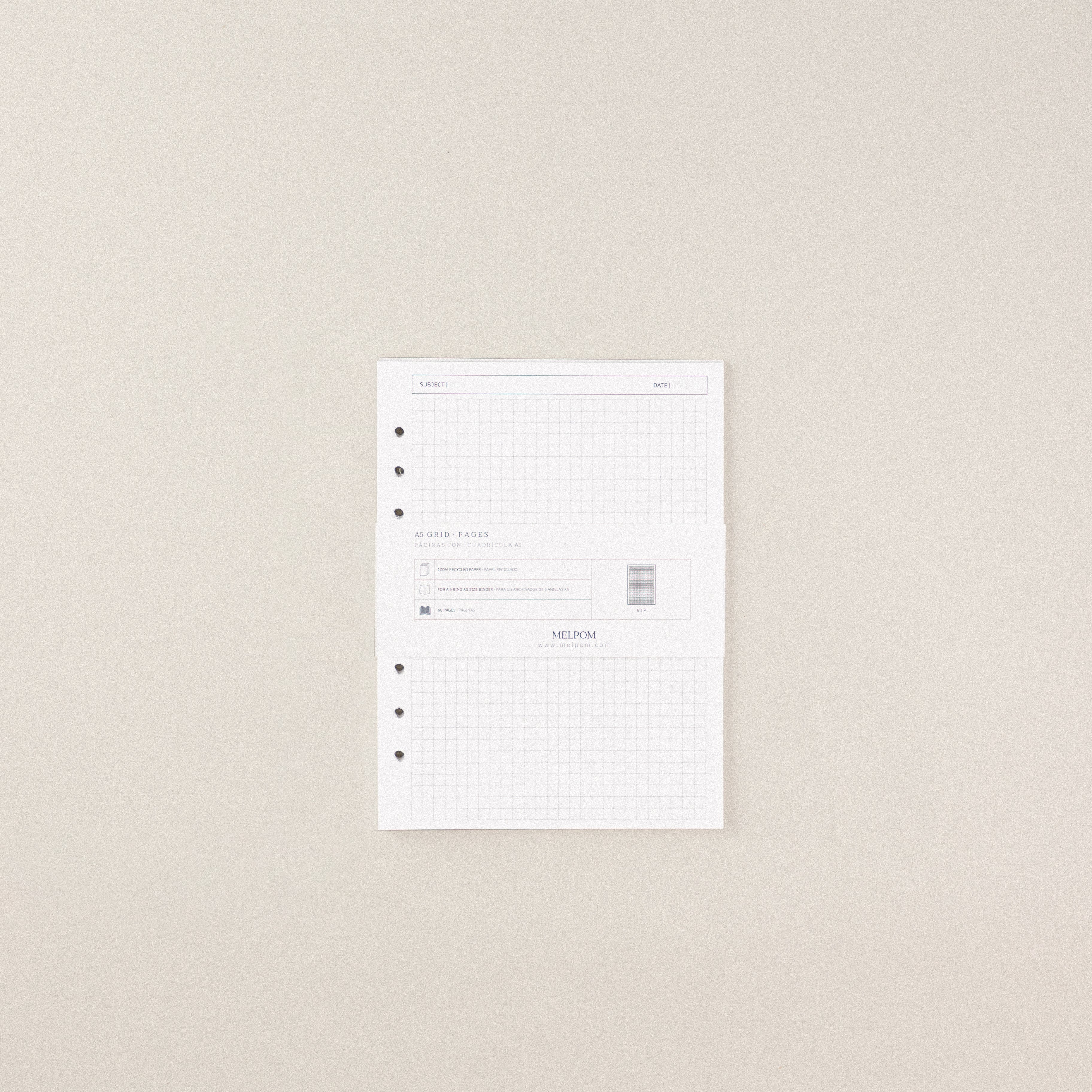Recambio de papel reciclable con hojas con cuadricula pack