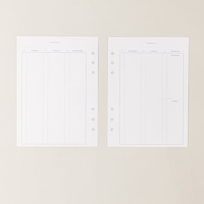 Recambio de papel reciclable con horario para organizacion