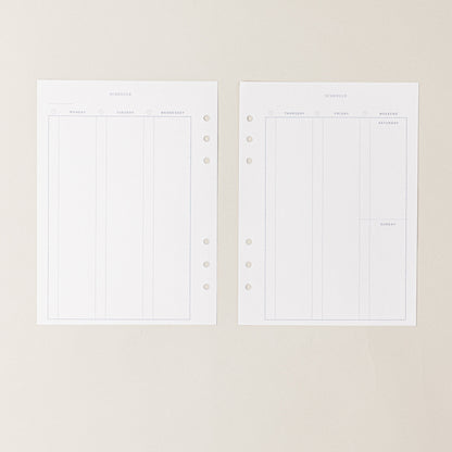 Recambio de papel reciclable con horario para organizacion