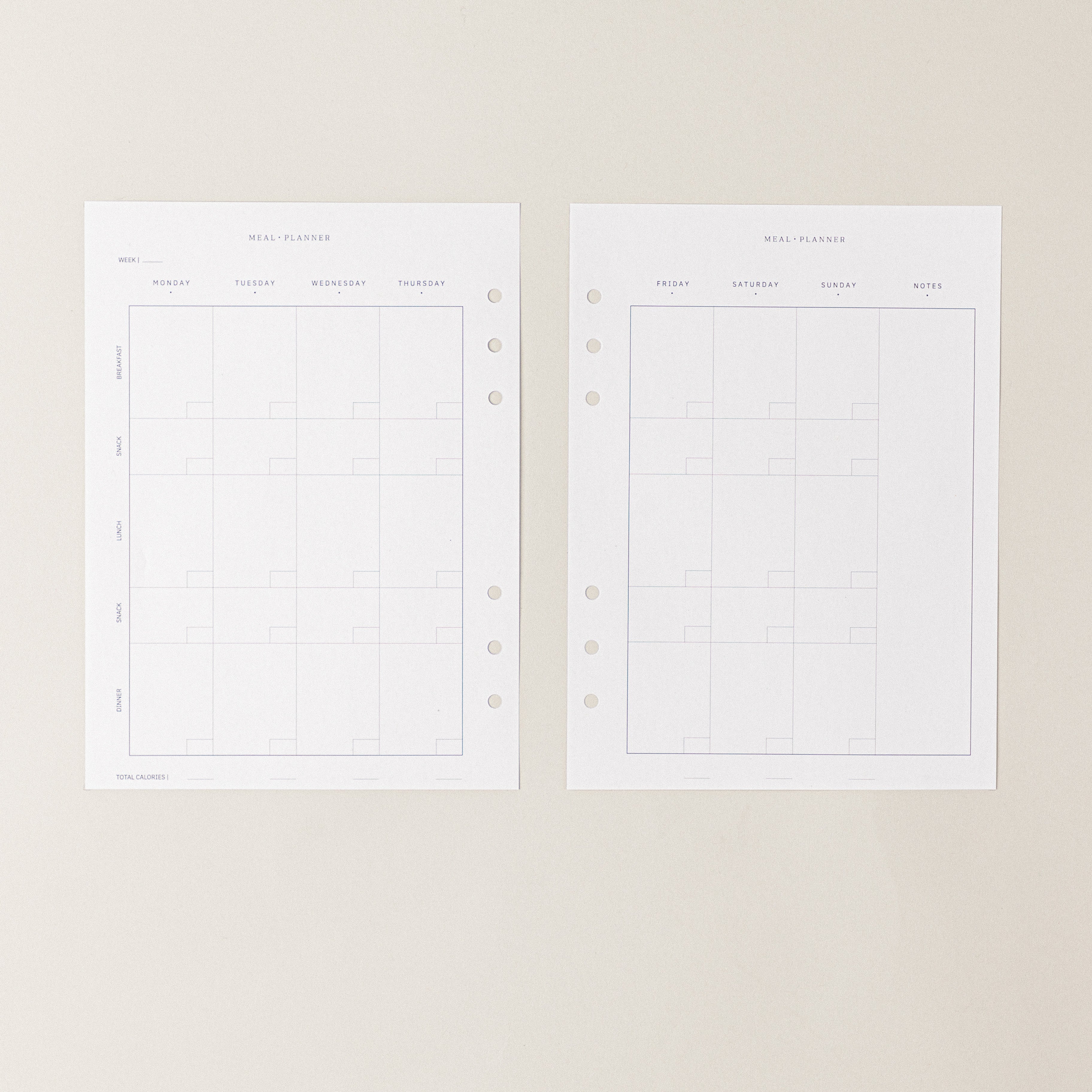 Recambio de papel reciclable para planear menus  para agenda