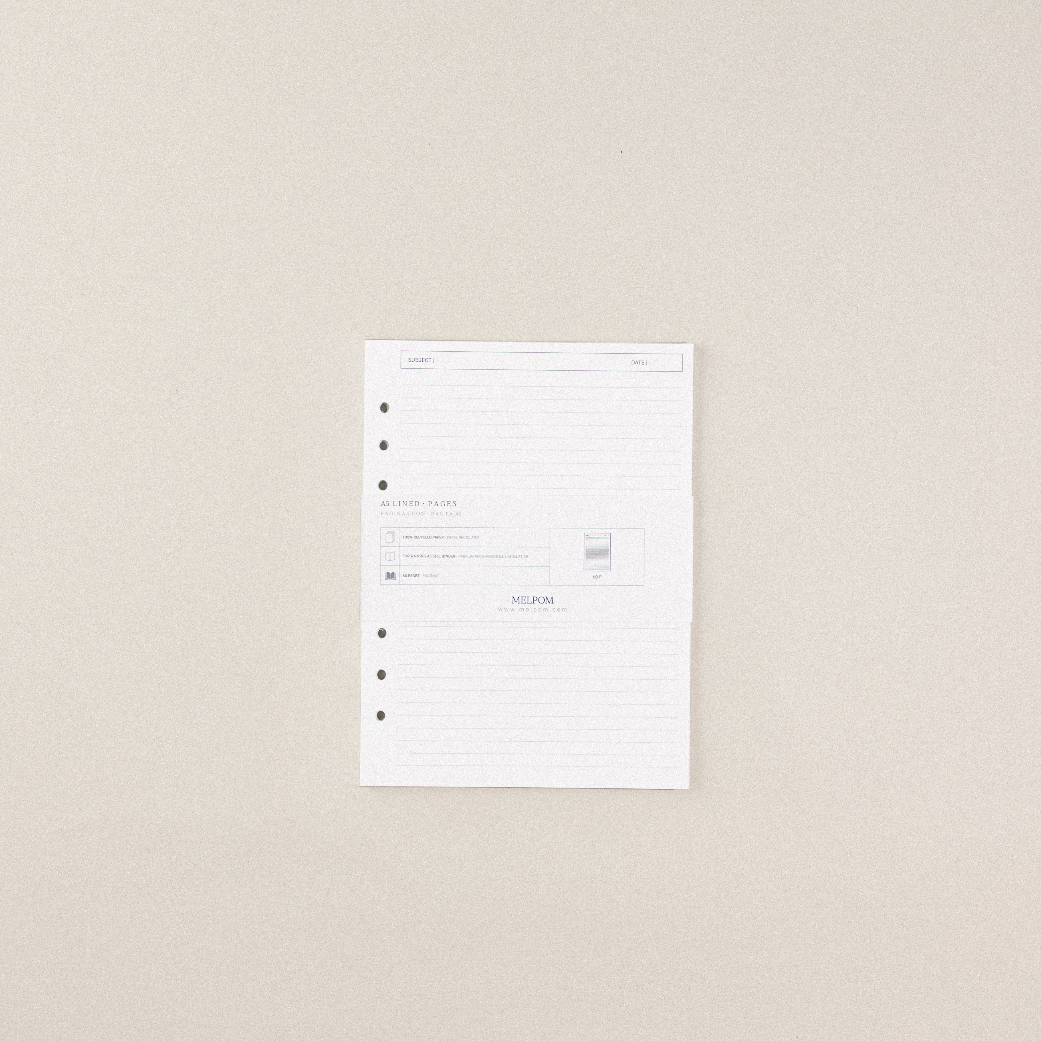 Recambio de papel reciclable con hojas pautadas pack