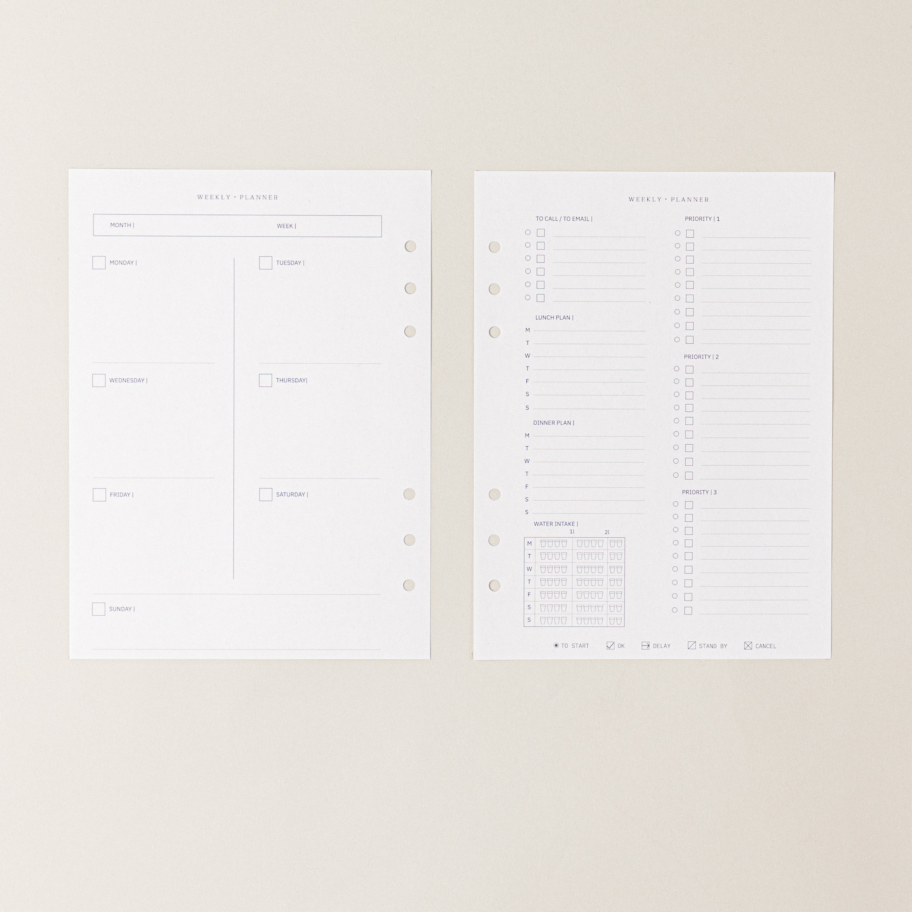 Recambio de papel reciclable con planificador semanal sin fechas para agenda