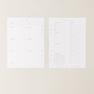 Recambio de papel reciclable con planificador semanal sin fechas para agenda
