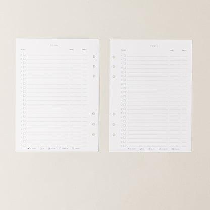 Recambio de papel reciclable con planificador de tareas para organizacion