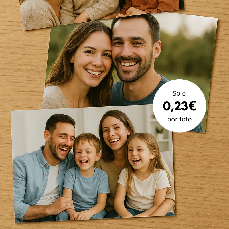 Servicio de impresión de fotos online con papel profesional desde 0,23 euros por foto