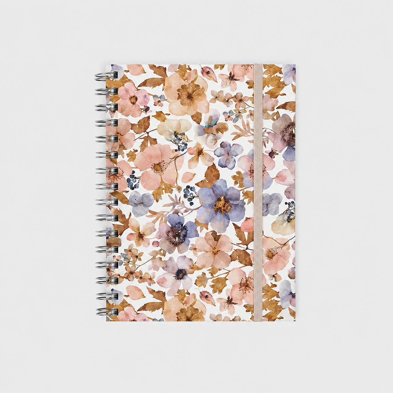 Libreta Wyro A5 Tapa Blanda Hojas Cuadrícula - Pressed Flowers Light