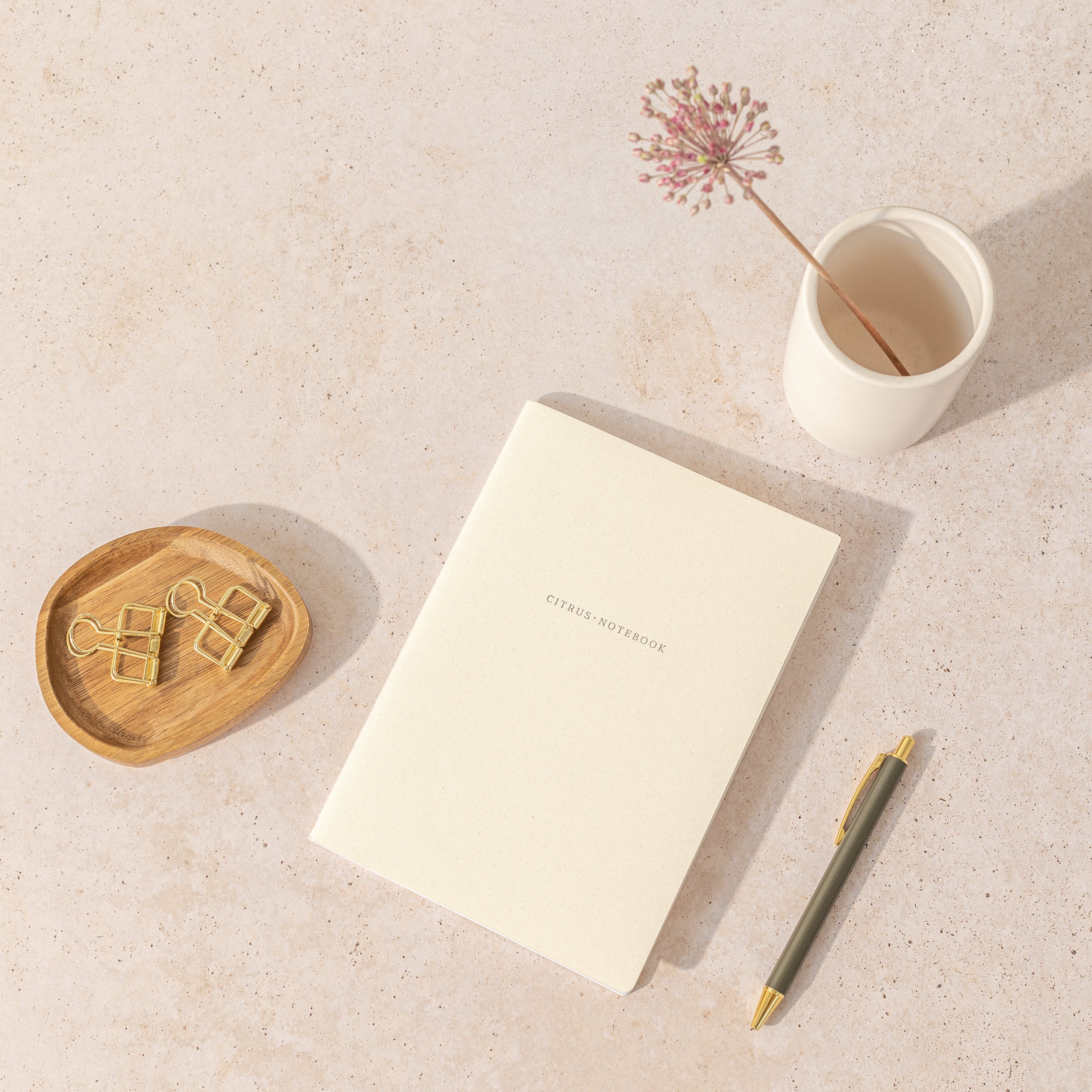 Pequeña libreta de notas de papel de cítricos