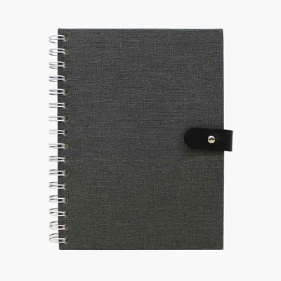 A6 fabric notebook with leather closure