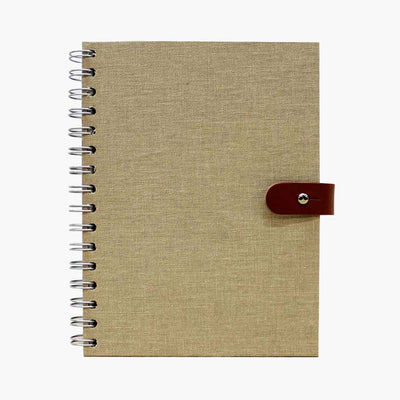 A6 fabric notebook with leather closure
