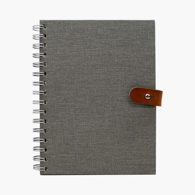 A6 fabric notebook with leather closure