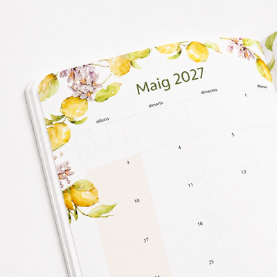 Agenda Mensual 2026-27 Català - 16 mesos - Lemon Blossom