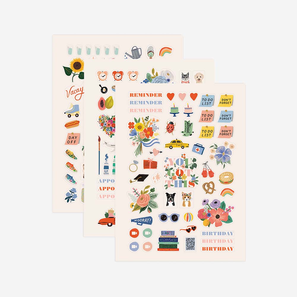 Set de 3 Hojas de Stickers Sheets - Rifle Paper