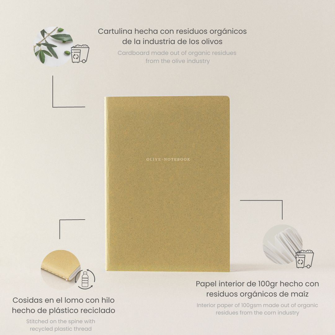 Pequeña libreta de notas sostenible