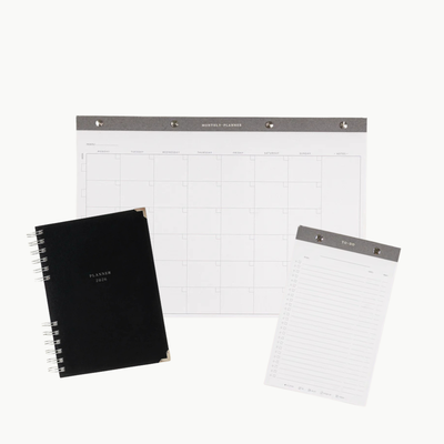 Pack Organización I Agenda + Planificador Mensual + Planificador Tareas + Bolígrafo