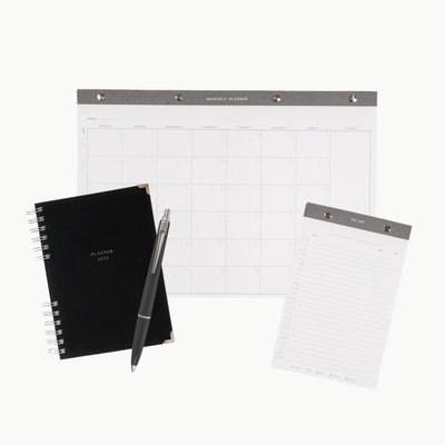 Pack Organización I Agenda + Planificador Mensual + Planificador Tareas + Bolígrafo
