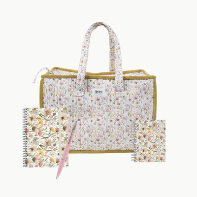"Spring Flowers" Travel Pack | Travel Bag + A6 Planner + A5 Notebook + Pen