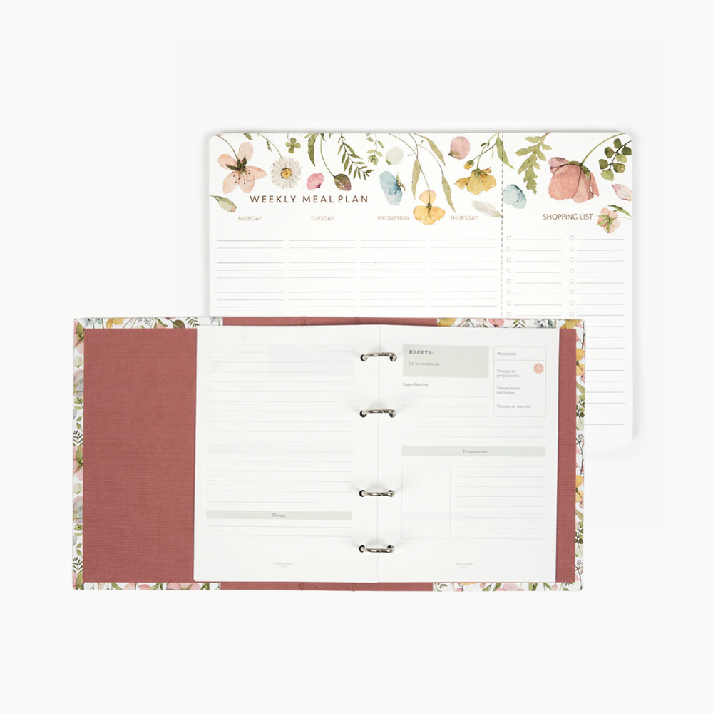 Pack Cocina "Spring Flowers" I Planificador Menús + Carpesano Recetas + Recambio Interior