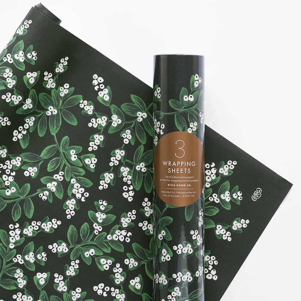 Papel de regalo Navidad Evergreen Mistletoe (1 hoja) - Rifle Paper