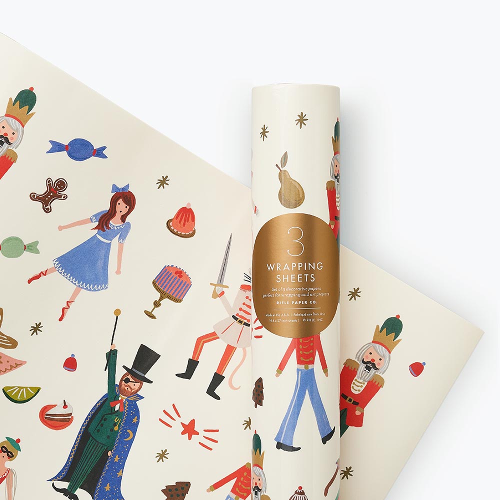 Nutcracker Christmas Wrapping Paper (1 sheet) - Rifle Paper Co