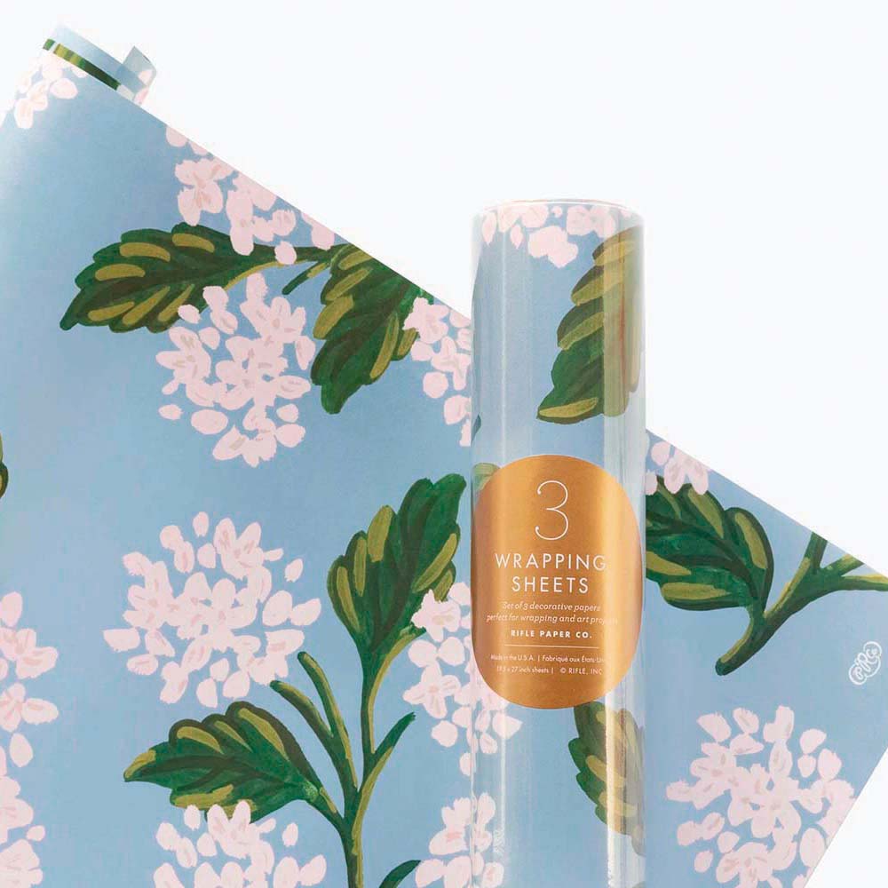Papel de regalo Hydrangea (1 hoja) - Rifle Paper
