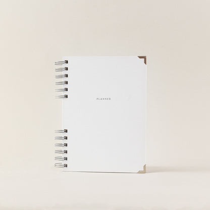 Planificador y agenda sostenible de papel reciclado blanca