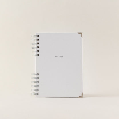 Planificador y agenda sostenible de papel reciclado gris