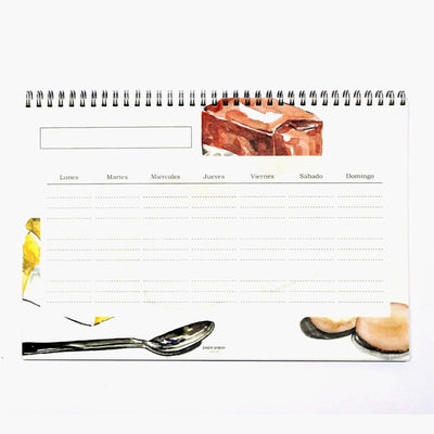 Planificador Semanal de Menús Acuarela Castellano